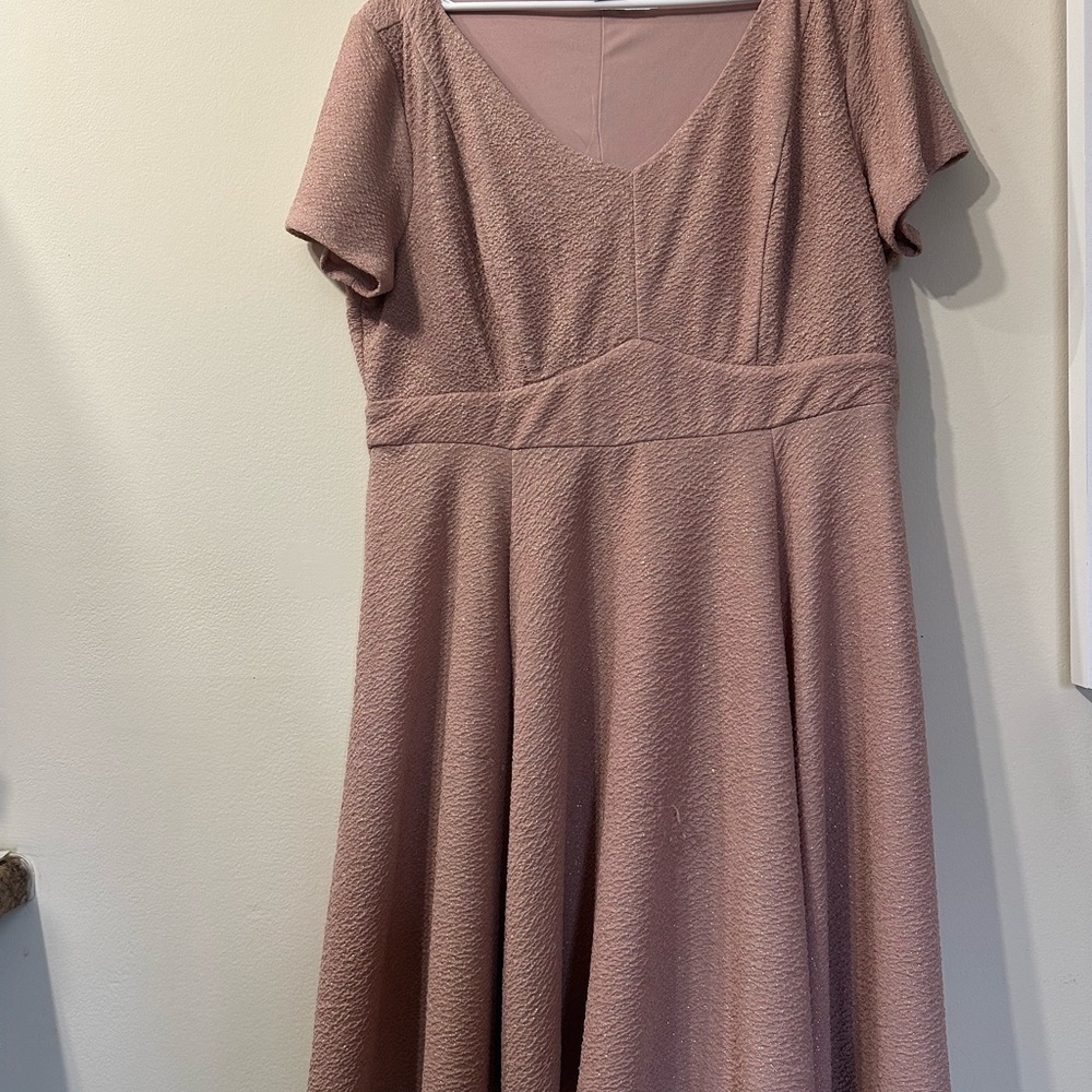 Champagne Pink & Gold Shimmer Skater Dress